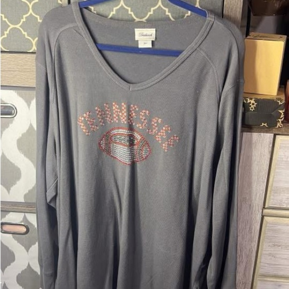 Rhinestone Gray Tennessee Long Sleeve Top